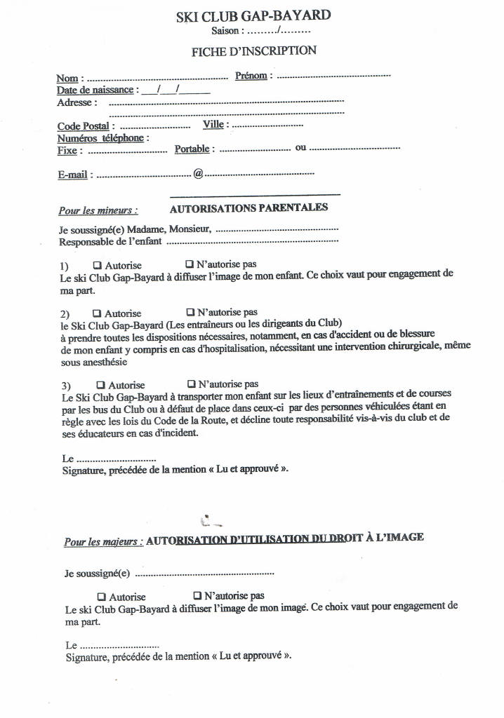 fiche inscription